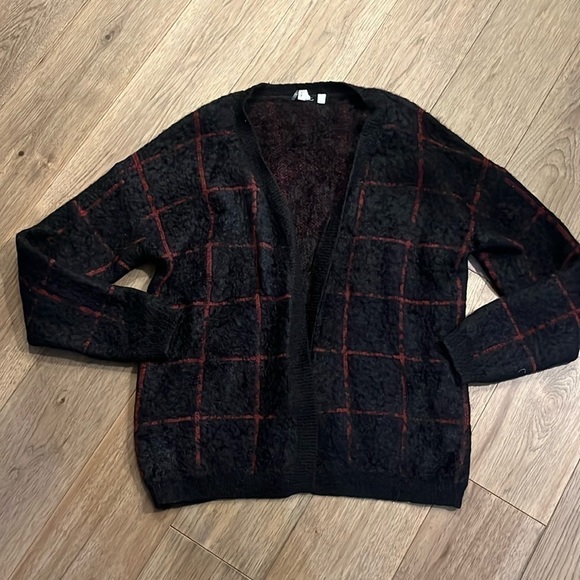 Elan Sweaters - ELAN open cardigan plaid sweater, size large